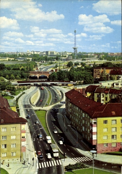 Ak Berlin Wilmersdorf Halensee, Stadtautobahn, Funkturm