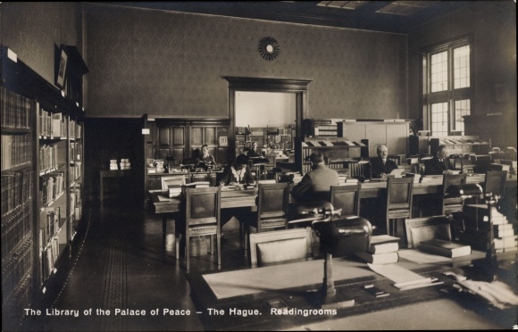 Postcard The Hague South Holland Netherlands, Library of the Palace of Peace, interior view