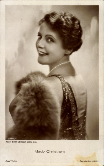 Ak Schauspielerin Mady Christians, Portrait, Pelz, Autogramm