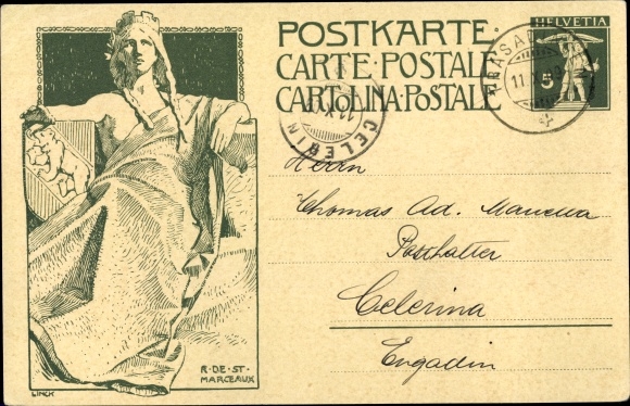 Postwaardestuk ansichtkaart Zwitserland, Fondation de l'Union Postale Universelle, Inauguration du Monument