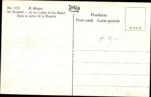 Artist Postcard Bürger, R., Im Moseltal, In the valley of the Mosel, Degi No. 1123