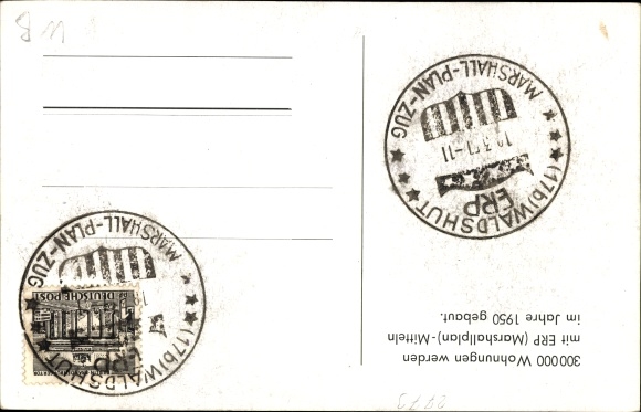 Postcard Federal Republic of Germany, we are building through ERP, Marshall Plan, housing