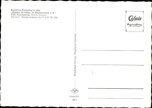 Postcard Holzhausen Burbach Siegerland, family holiday home of the Blue Cross