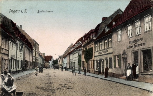PC Pegau in Saxony, Breitestraße, bookbindery Albert Bachmann