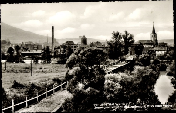 Postcard Philippsthal Werra, zone boundary, 10m strip, Vacha