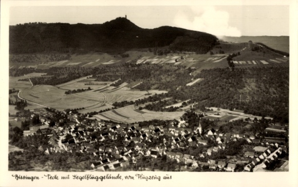 Postcard Bissingen an der Teck, aerial photograph