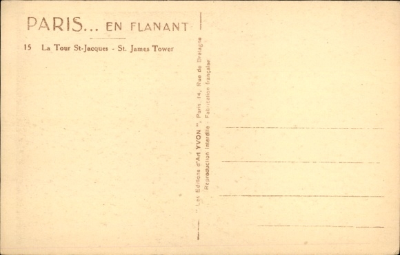 CPA Parijs IV, La Tour Saint-Jacques
