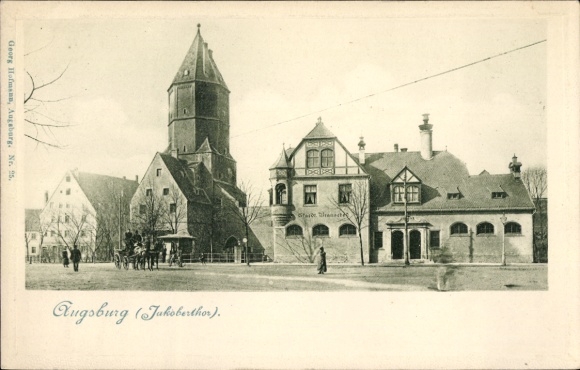 Postcard Augsburg in Swabia, Jakobstor