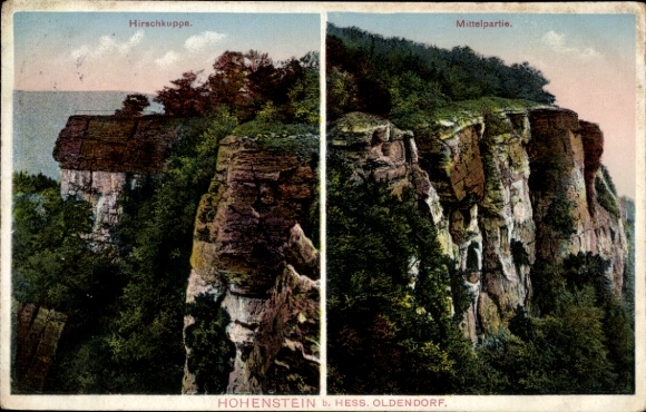 Postcard Hessisch Oldendorf, Hohenstein, Hirschkuppe and middle section