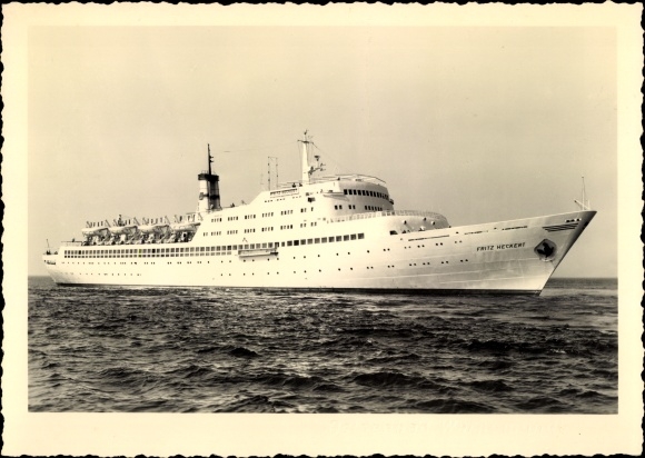 Postcard FDGB vacation ship TMS Fritz Heckert at sea
