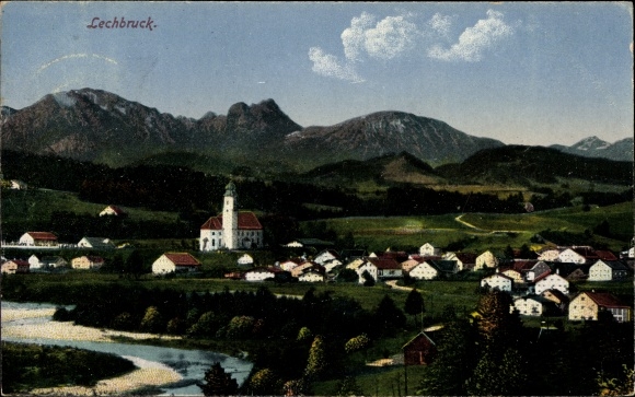 Postcard Lechbruck am See Allgäu Swabia, overall view