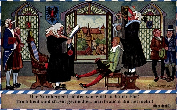 Artist Postcard Boettcher, Hans, Nuremberg, the Nuremberg funnel