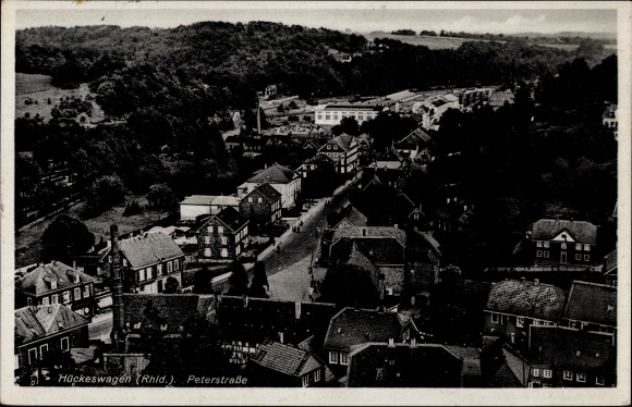 Postcard Hückeswagen in the Oberberg district, Peterstrasse, aerial photo