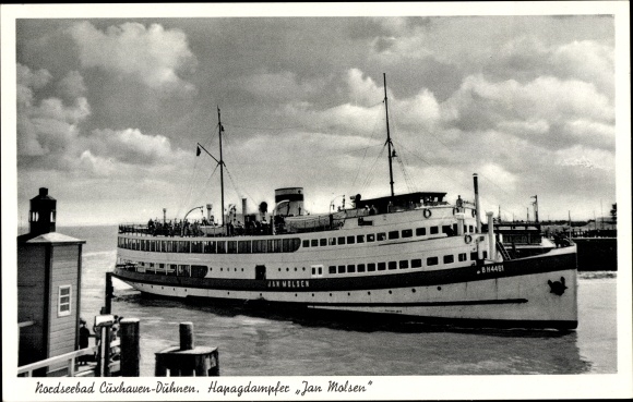 Ansichtkaart Nordseebad Duhnen Cuxhaven, HADAG Seebadedienst, stoomboot Jan Molsen