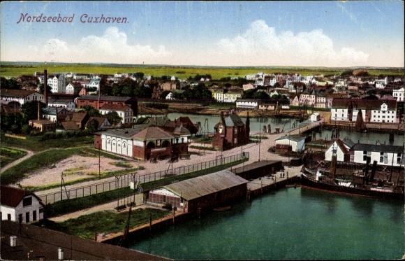PC Cuxhaven in Lower Saxony, general view, port