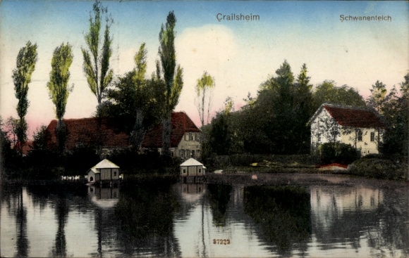 Postcard Crailsheim in Württemberg, Swan Pond