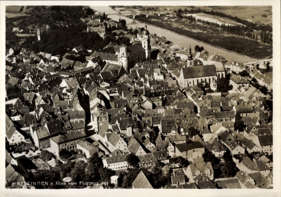 Postcard Kitzingen am Main Lower Franconia, aerial photograph