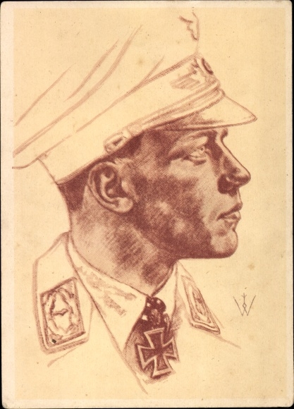 Kunstenaarskaart Willrich, Wolfgang, majoor Wick, ontvanger Ridderkruis, VDA E 11