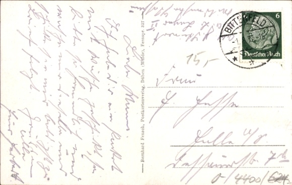Postcard Bitterfeld in Saxony-Anhalt, train station, forecourt, bus, shop Sulima