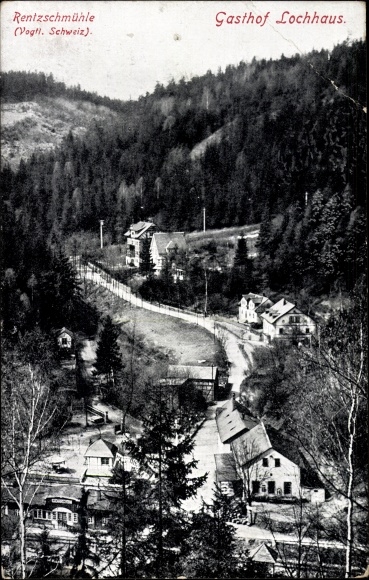 Postcard Rentzschmühle Pöhl in the Vogtland, Gasthof Lochhaus