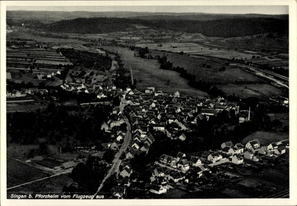 Postcard Singen Remchingen in Enzkreis, aerial photograph