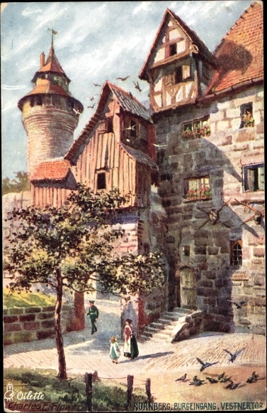 Artist PC Flower, Charles, Nuremberg in Middle Franconia Bavaria, castle entrance, Vestnertor