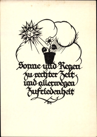 Paper cut Postcard Schwindt, AM, sun and rain at the right time