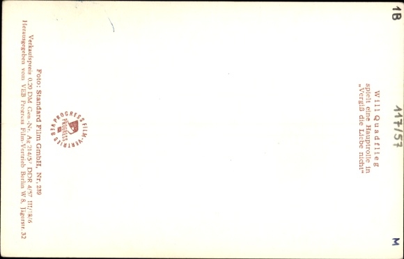 Postcard Actor Will Quadflieg, Portrait, Film Don't forget love