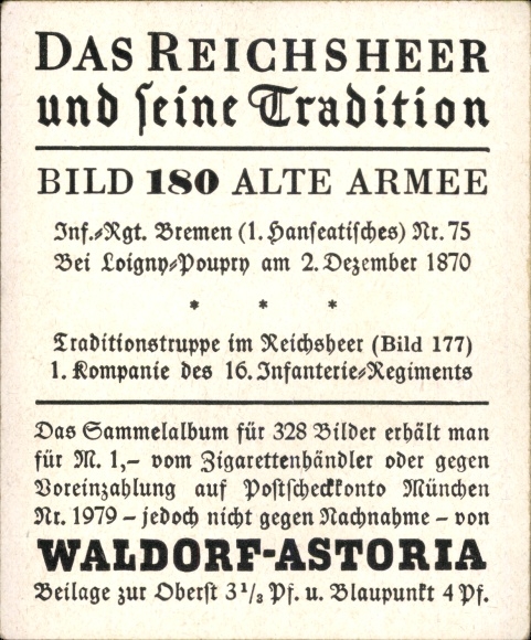 Collective picture The Imperial Army and its tradition 180 Old Army, Inf. Rgt. Bremen 1st Hanseat. 75, 1870