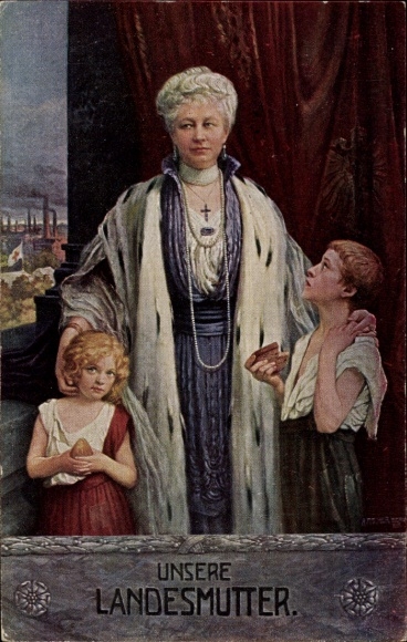 Artist Postcard Fischer, Art., Empress Auguste Victoria with two children, Our Mother