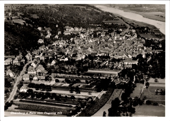 Postcard Obernburg am Main Lower Franconia, aerial photograph