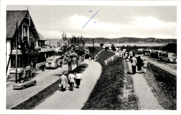 Postcard Hamburg Harburg Cranz, Gasthof Zur schönen Aussicht, street section