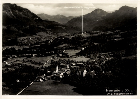 Postcard Brannenburg in Upper Bavaria, aerial photograph, Gasthaus St. Margarethen
