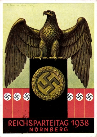 Artist Postcard Borrmeister, R., Nuremberg, Nazi Party Rally 1938, National Eagle