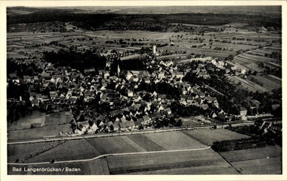 Postcard Langenbrücken Bad Schönborn in Baden, aerial photograph