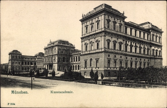 Postcard Munich, Academy of Fine Arts