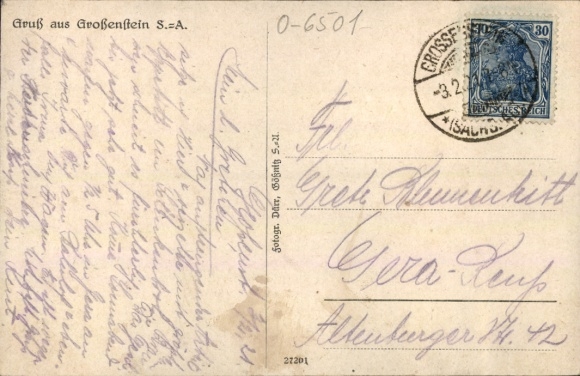 Postcard Großenstein in Thuringia, Rollen's inn and garden restaurant