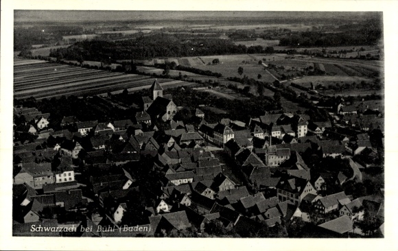 Ak Schwarzach Rheinmünster im Schwarzwald, Luftaufnahme