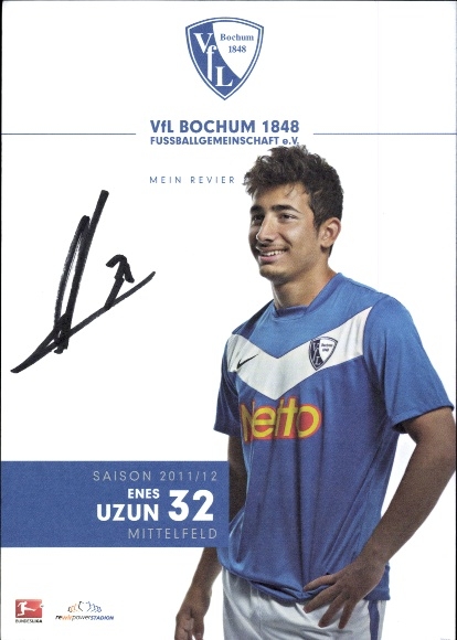 Autogrammkarte Fußballer Enes Uzun, VfL Bochum, Autogramm