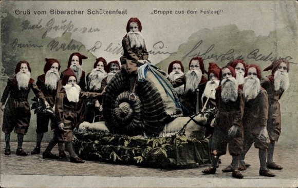 KP Biberach an der Riß w Górnej Szwabii, festiwal strzelecki, grupa z parady, krasnoludki, ślimak