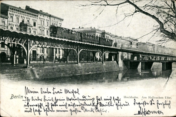 Ak Berlin Kreuzberg, Hochbahn am Halleschen Ufer