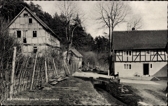 PC Soisdorf Eiterfeld in Hesse, old beech mill on the zone border