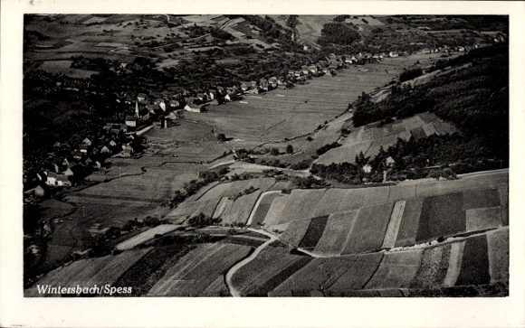 Postcard Wintersbach Dammbach in the Spessart, aerial photograph