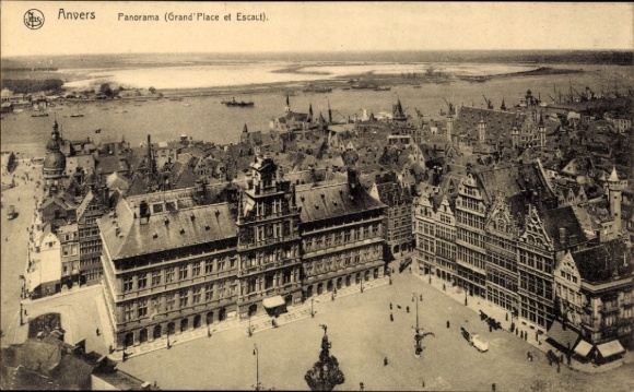 KP Antwerpia Flandria, Panorama Grand Place, Escaut, statki w porcie