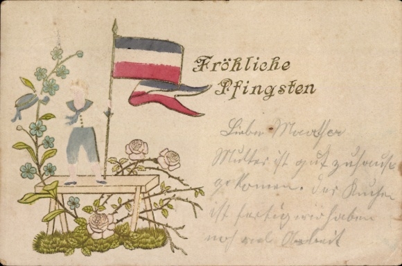 Embossed PC Congratulations Pentecost, Boy with Flag