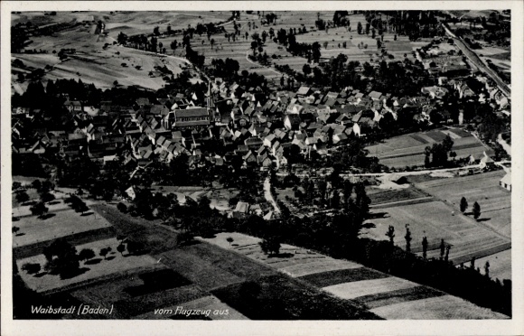 Postcard Waibstadt in Baden, aerial photograph