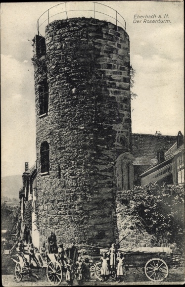 Postcard Eberbach am Neckar Odenwald Baden, The Rose Tower