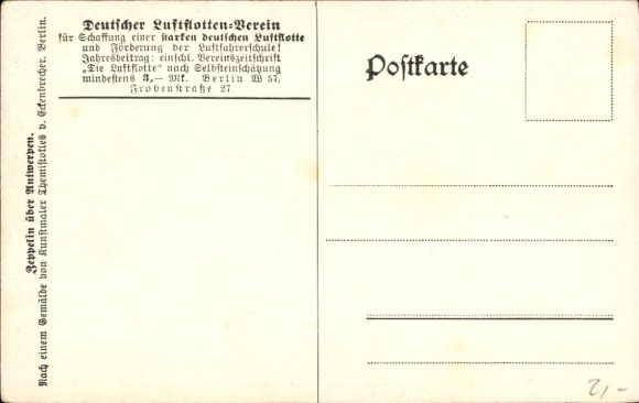 Artist Postcard von Eckenbrecher, Themistokles, Zeppelin over Antwerp, Battle, I. WK