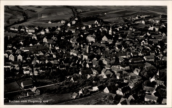 Ak Buchen in het Odenwald Baden, luchtfoto