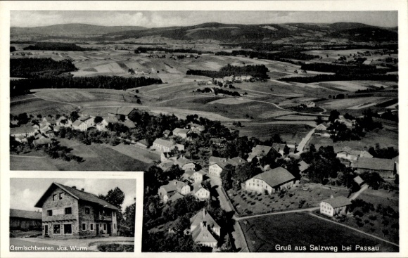 Ak Straßkirchen (bei Passau) Salzweg in Niederbayern, Landschaftsaufnahme, Gemischtwarenladen Jos